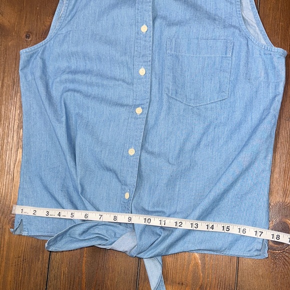 J. Crew Chambray Tie Front Sleeveless Shirt - Picture 5 of 8
